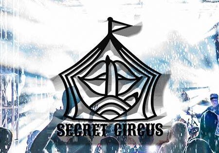 Concert crowd with Secret Circus logo overlay.