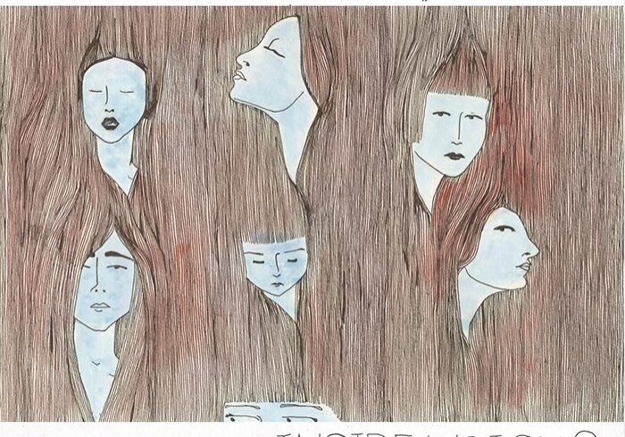 Abstract faces with text "Shady Elders Inside Voices".