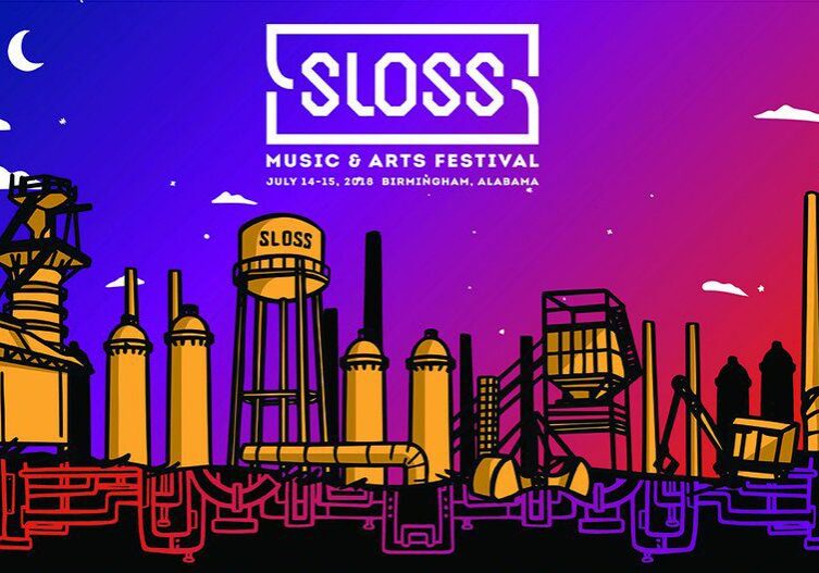 Illustrated Sloss Music & Arts Festival poster.