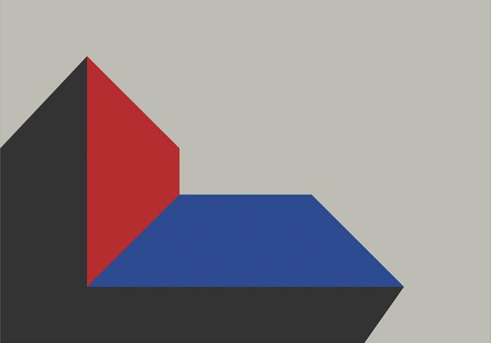 Abstract geometric shapes with album title text.