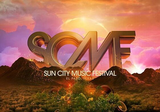 Sun City Music Festival logo with mountains.