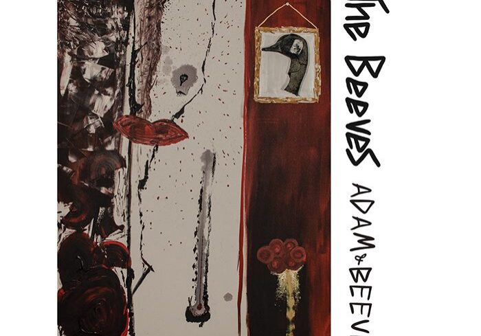 Abstract artwork with dark, bold strokes.