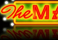 Neon sign with decorative lights and letters.