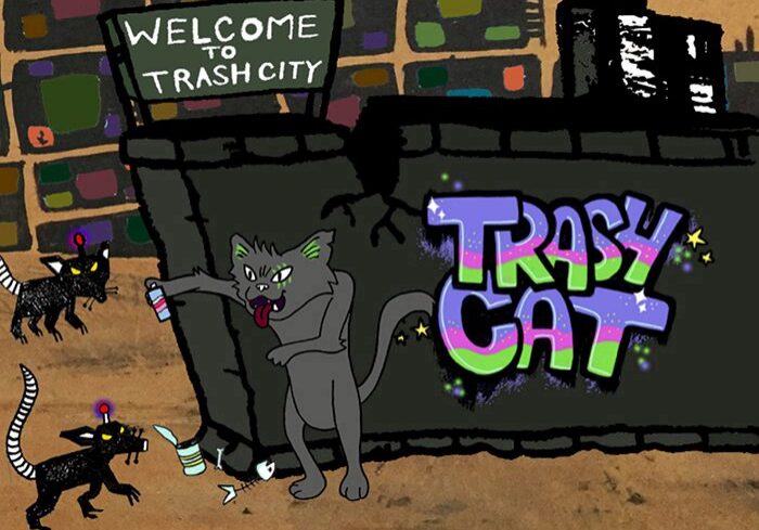Cats in "Welcome to Trash City" scene.