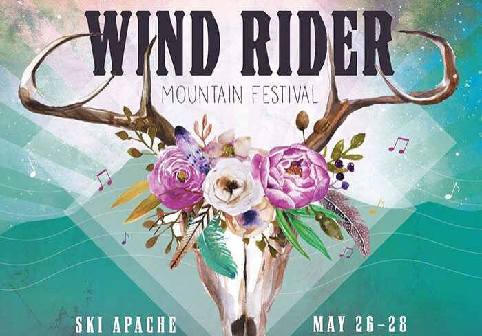 Wind Rider Mountain Festival poster with flowers.