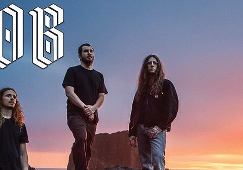 Three people standing at sunset, "YOB" text.